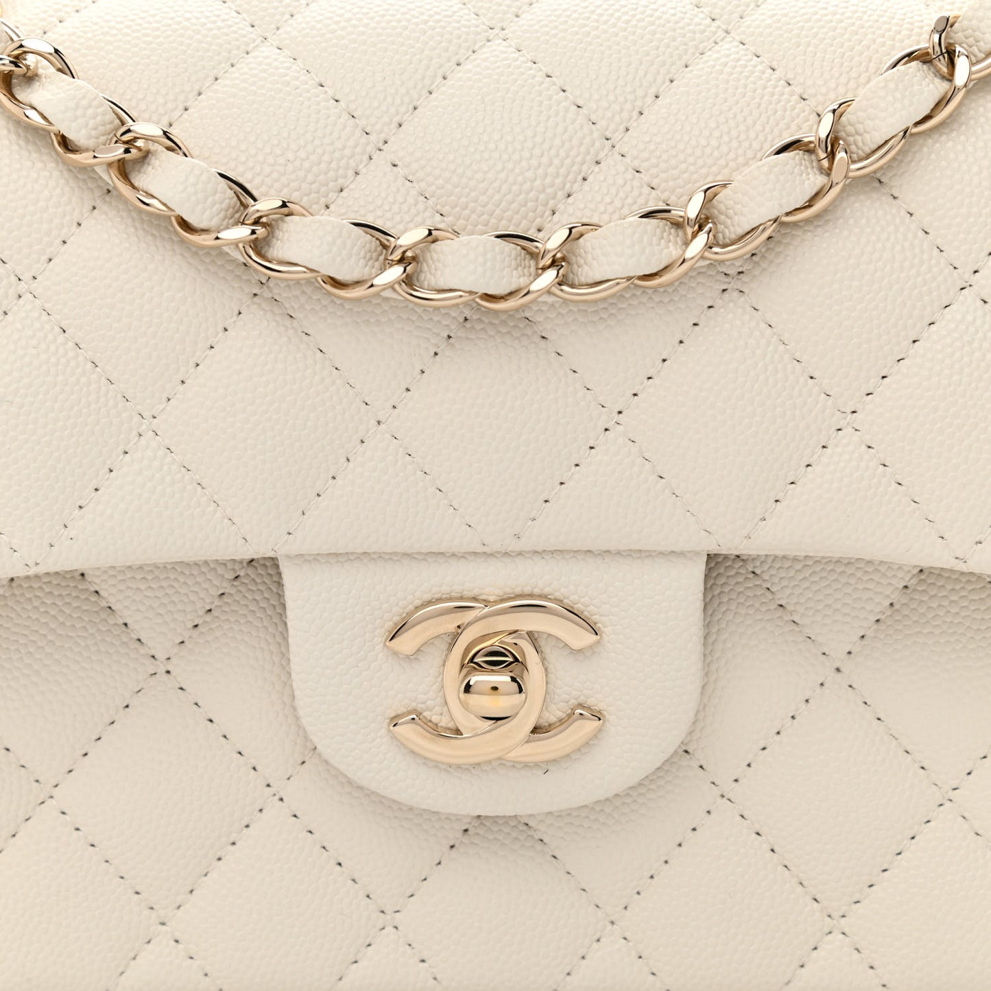 Caviar Quilted Small Double Flap White