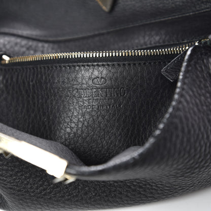 Valentino Garavani Pebbled Calfskin Large Rockstud Flip-Lock Messenger Bag Black 7 of 14