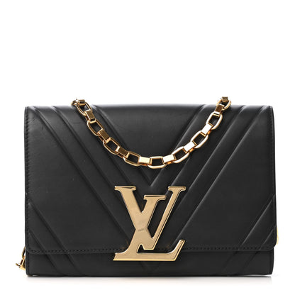Louis Vuitton Calfskin Airy V Embossed Pochette Chain Louise GM Black 1 of 4