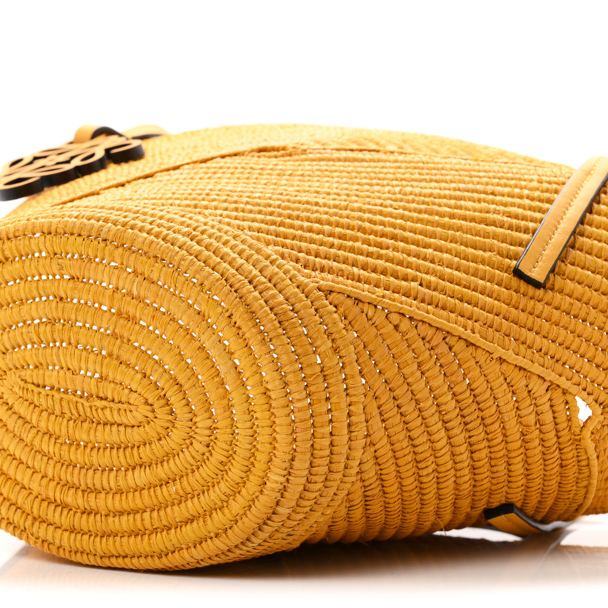 Calfskin Raffia Paulas Ibiza Petal Basket Tote Bag Ochre