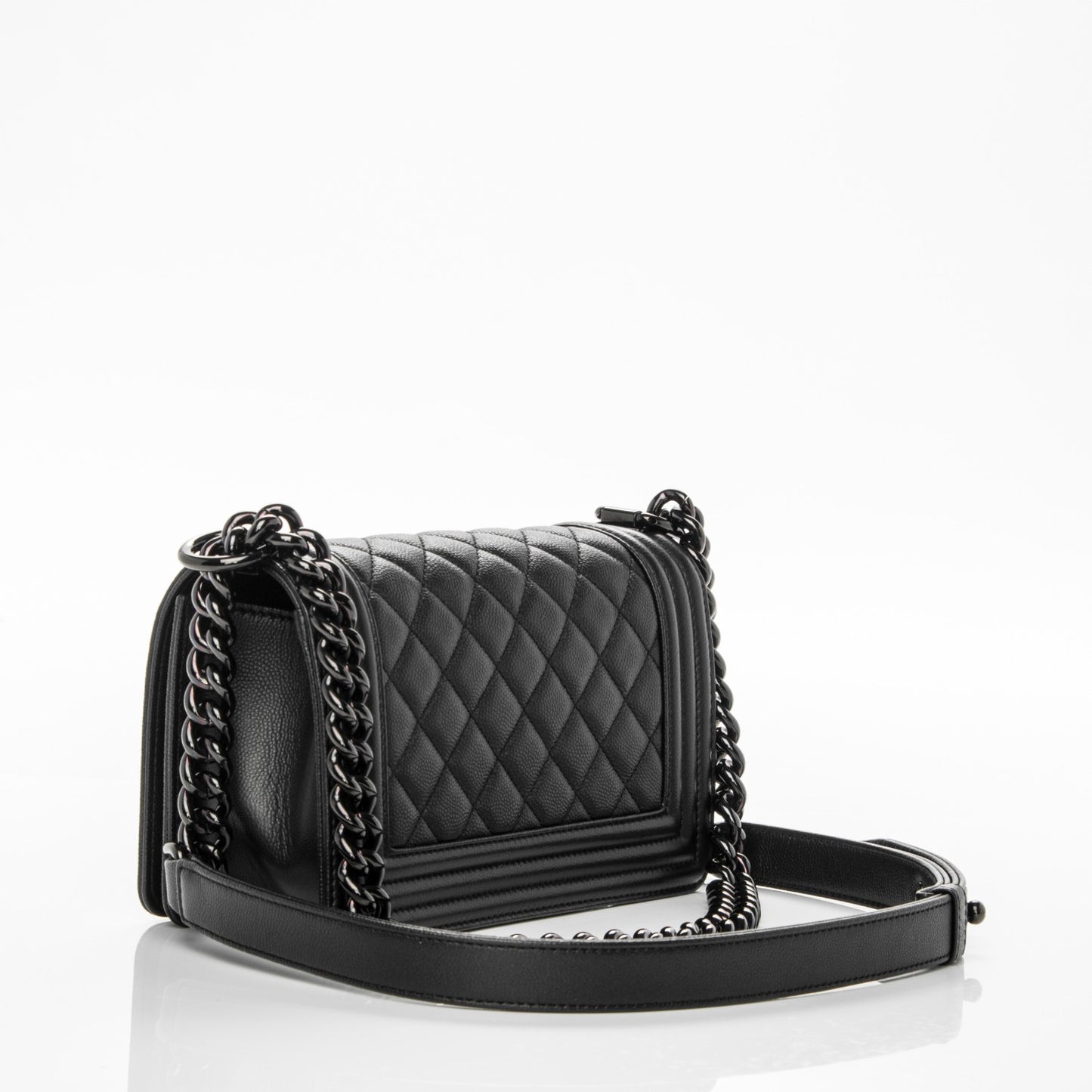 Caviar Quilted Small Boy Flap Black