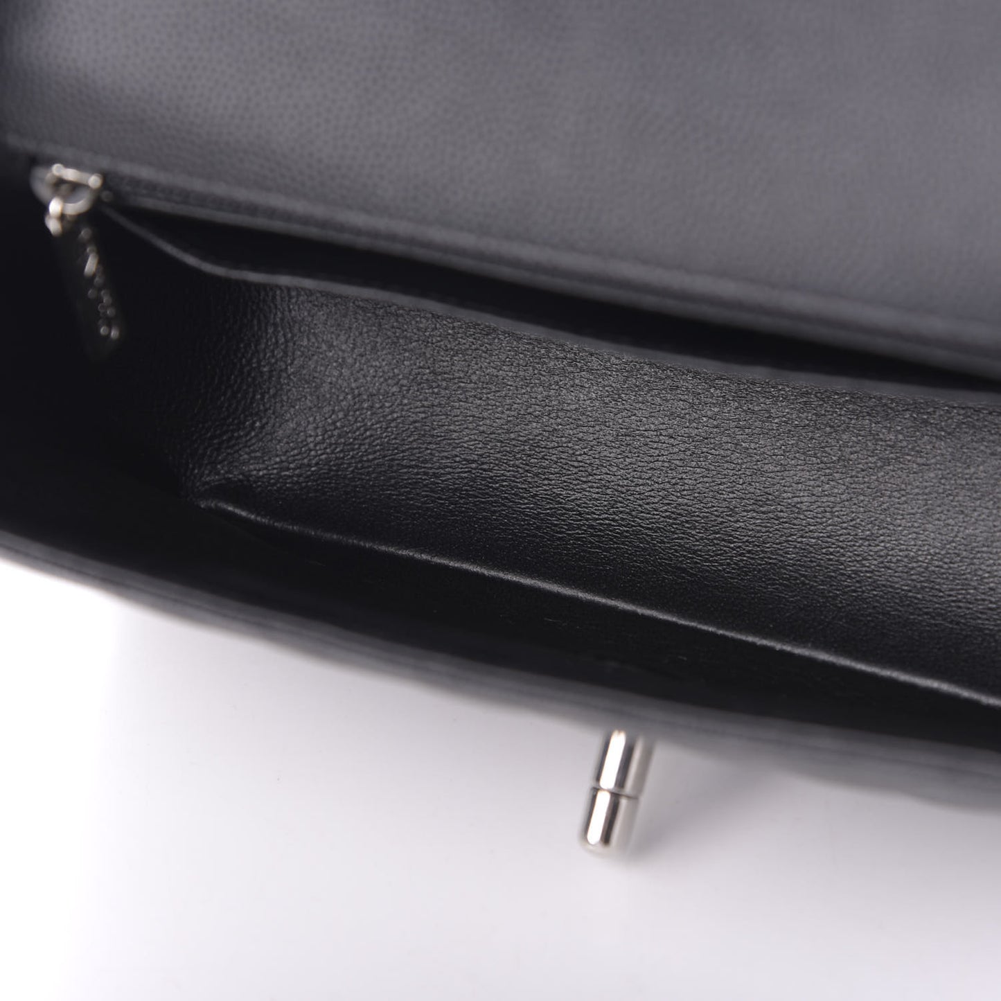 Caviar Chevron Quilted Mini Rectangular Flap Black