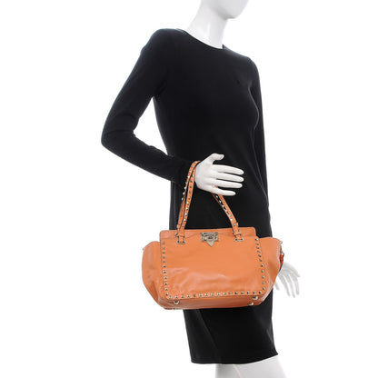 Valentino Garavani Vitello Small Rockstud Tote Orange 3 of 13