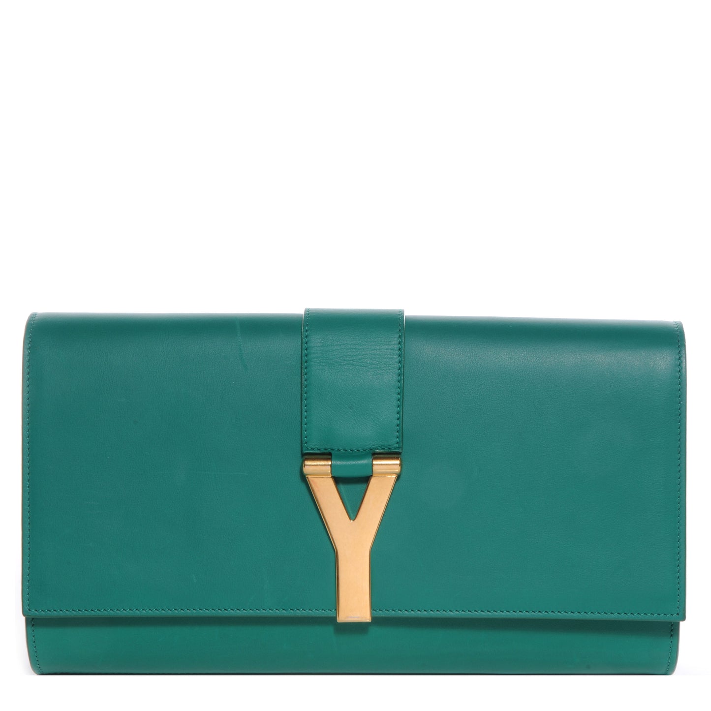 Leather Classic Y Clutch Green