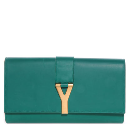 Saint Laurent Leather Classic Y Clutch Green 1 of 8