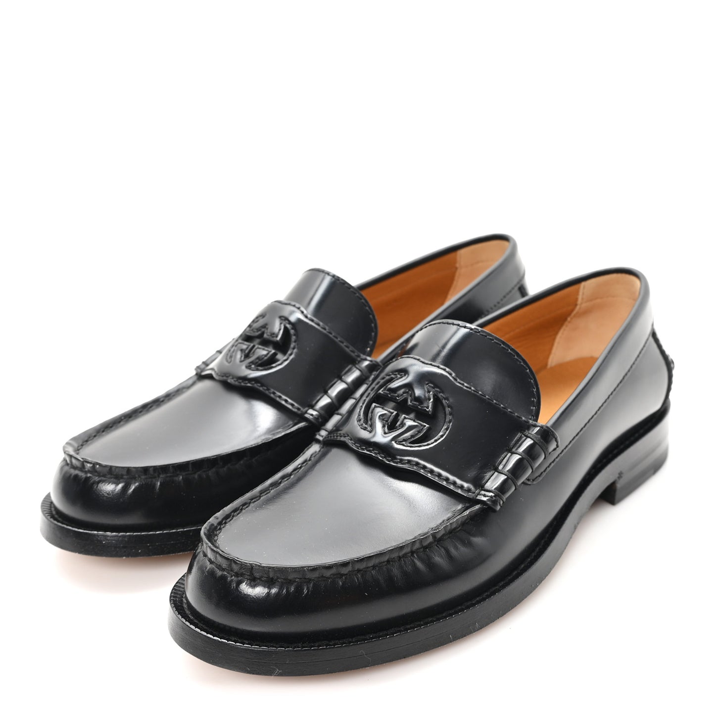 Millennial Ribot Cut Out Interlocking G Loafers 37 Black
