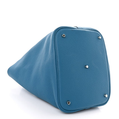 Hermes Taurillon Clemence Picotin Lock 26 GM Bleu Izmir 4 of 10
