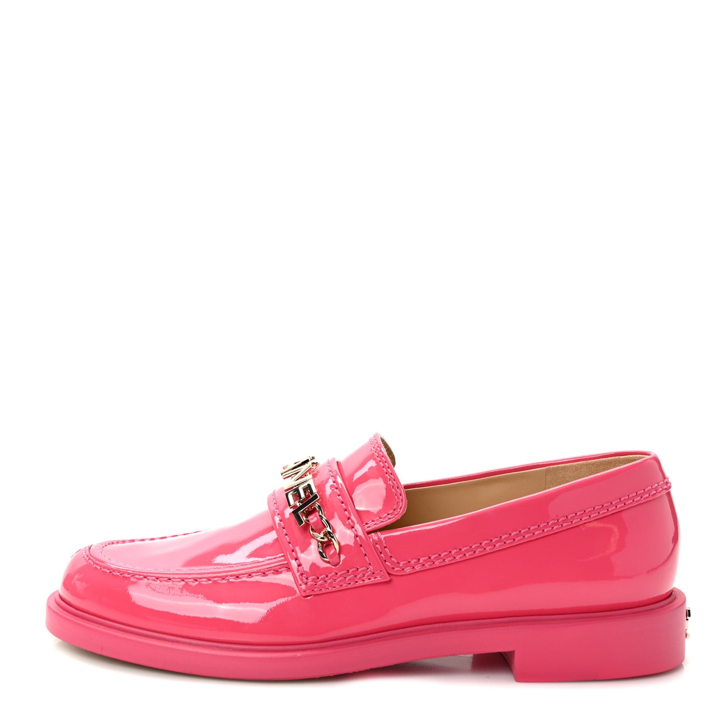 Patent Calfskin Logo Loafers 37 Pink