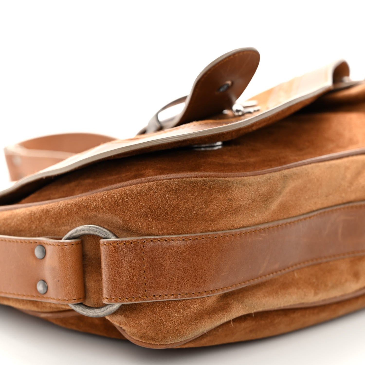 Christian Dior Suede Calfskin Medium Gaucho Double Saddle Brown 8 of 10