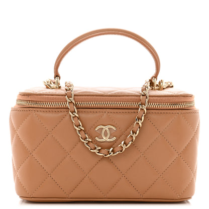 Chanel Lambskin Quilted Small Top Handle Vanity Case With Chain Beige 1 of 11