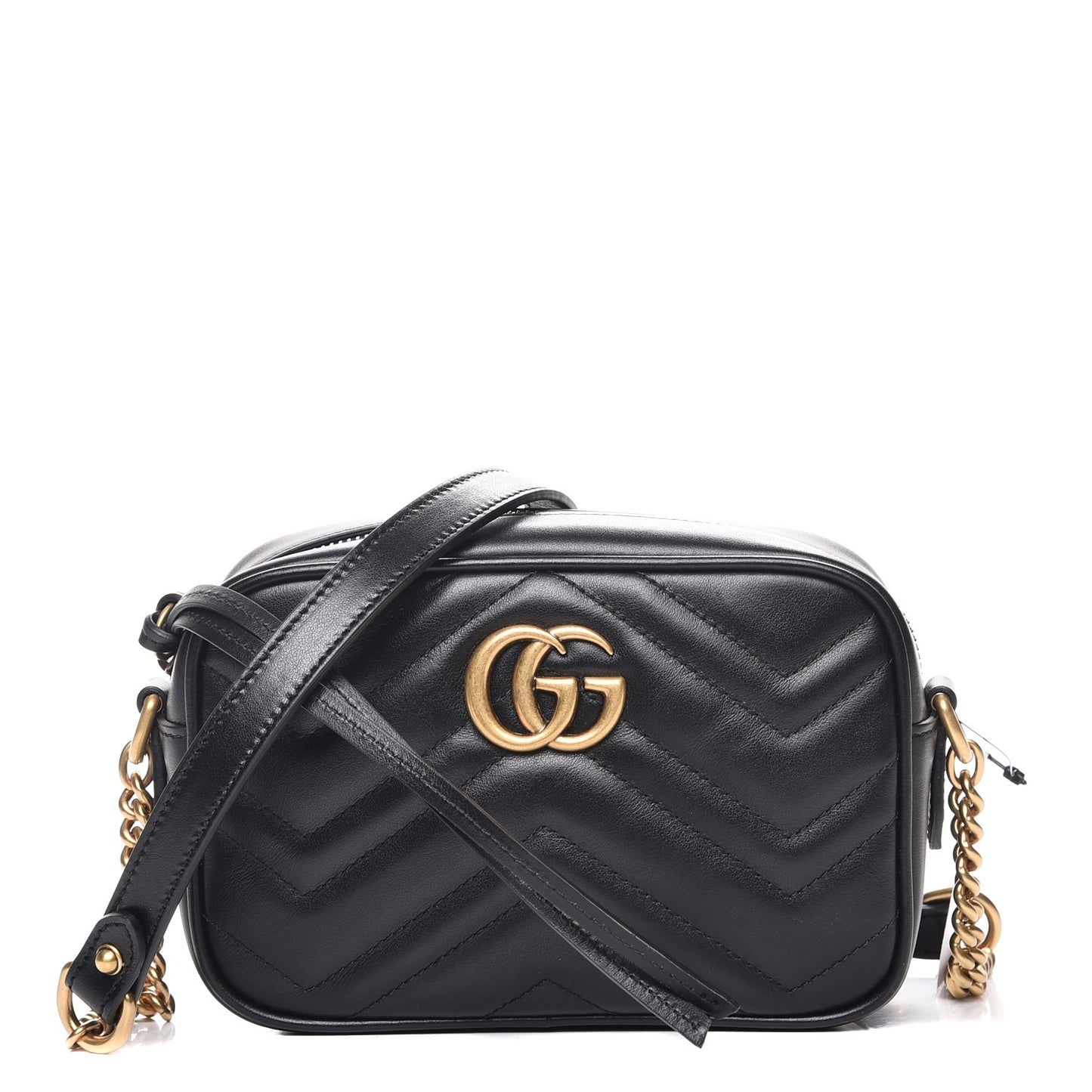 Calfskin Matelasse Mini GG Marmont Chain Shoulder Bag Black