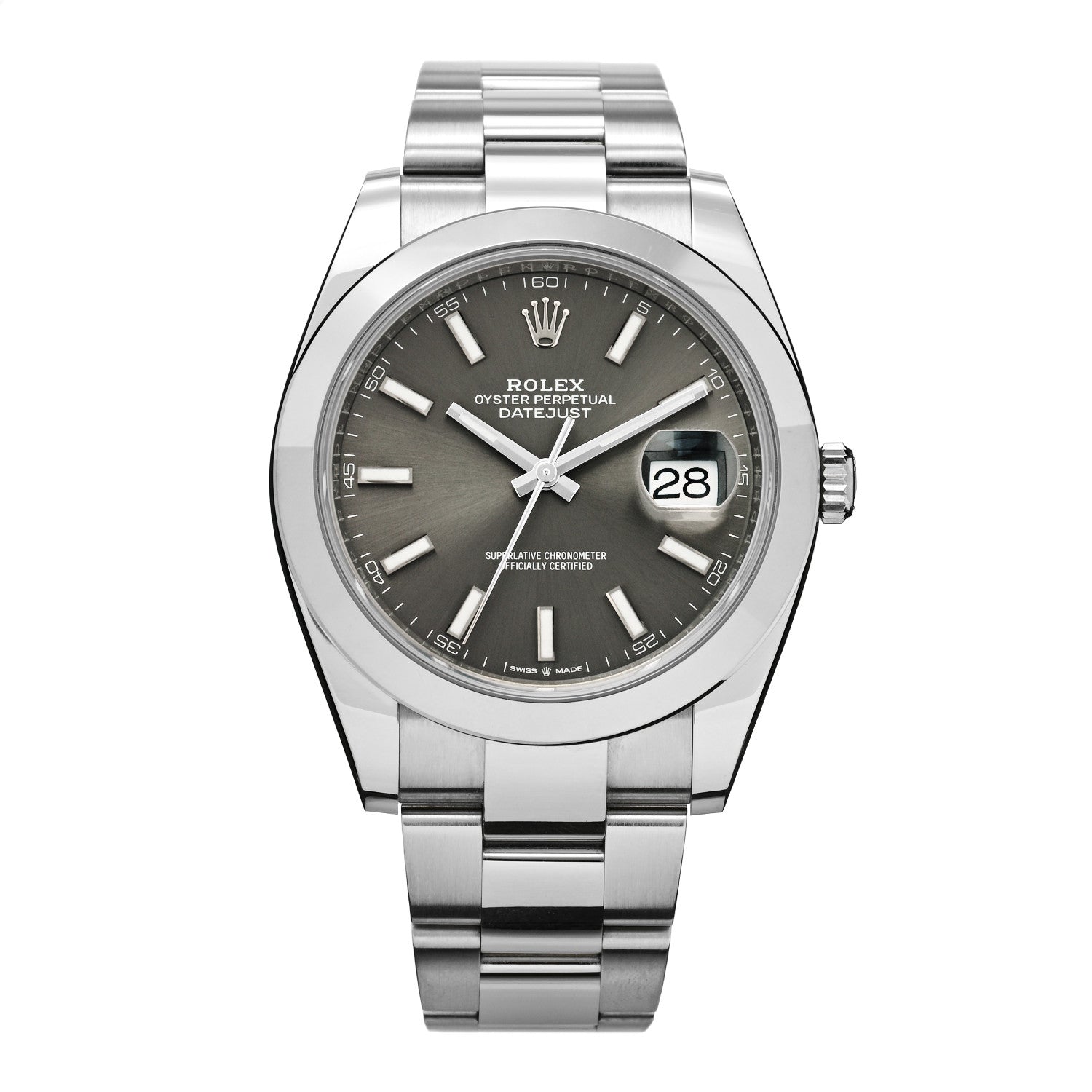 Rolex Stainless Steel 41mm Oyster Perpetual Datejust Watch Slate 126300 1 of 4