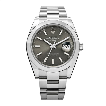 Rolex Stainless Steel 41mm Oyster Perpetual Datejust Watch Slate 126300 1 of 4