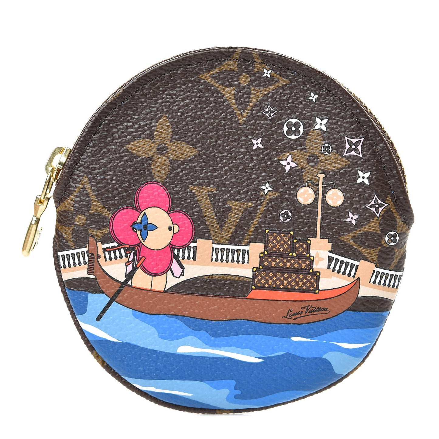 Monogram 2019 Christmas Animation Round Coin Purse Blue