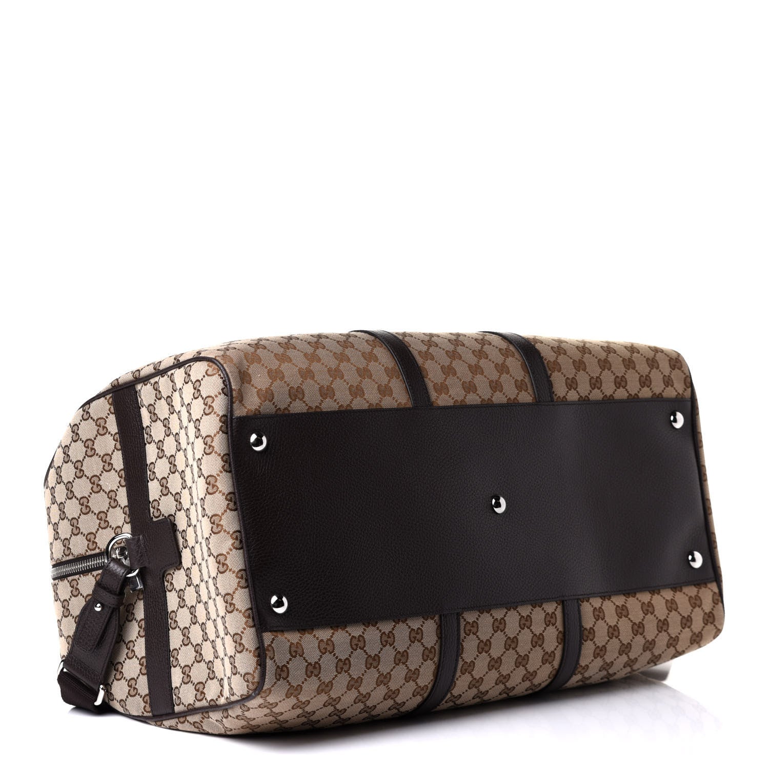 Gucci Monogram Dollar Calfskin Large Boston Duffle Bag Beige Ebony Testa di Moro Marrone Scuro 9 of 13