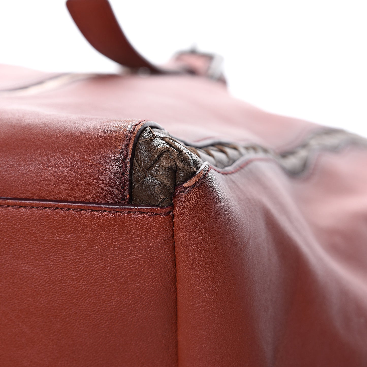Calfskin Nappa Intrecciato Tote Brique Flamingo Truffle