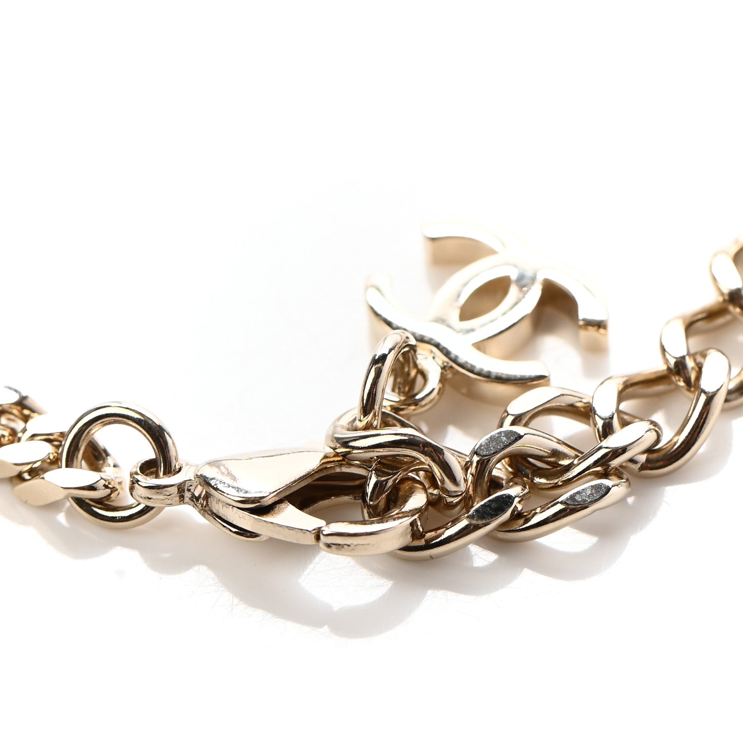 Chanel Crystal CC Chain Bracelet Gold Silver 4 of 6