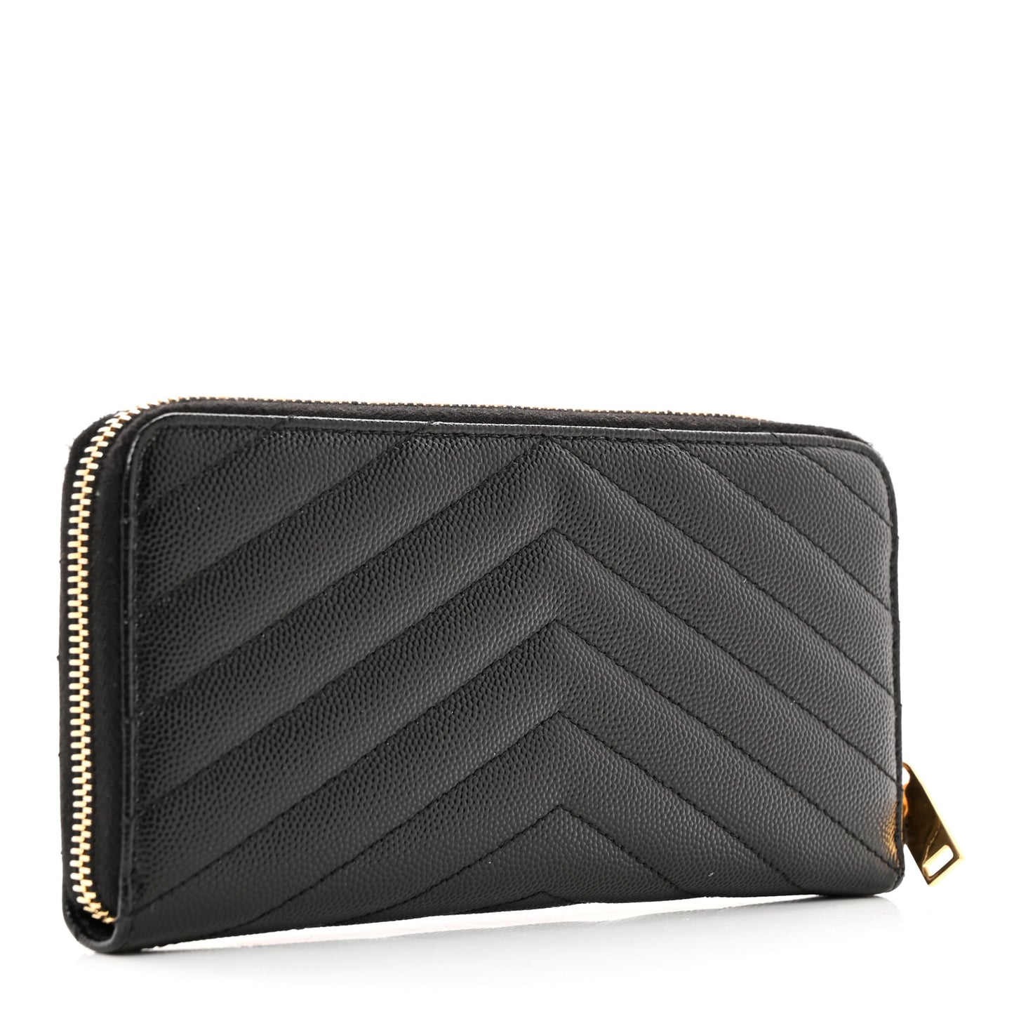 Grain De Poudre Matelasse Chevron Monogram Zip Around Wallet Black