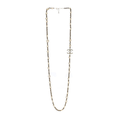 Chanel Pearl Crystal CC Chain Long Necklace Gold 3 of 7