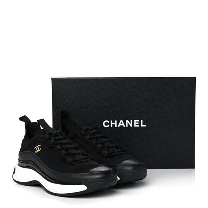 Chanel Velvet Calfskin Mixed Fibers CC Sneakers 36.5 Black 10 of 10