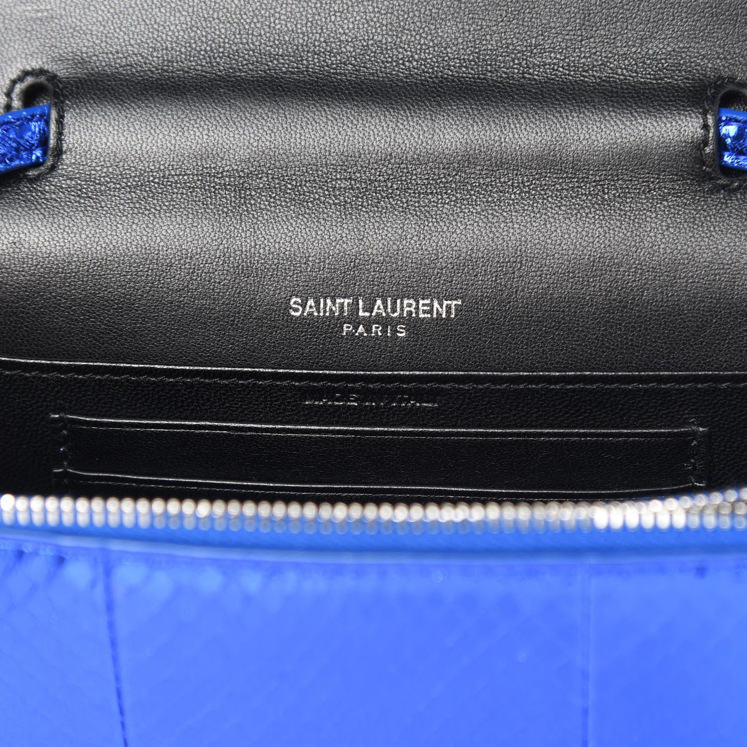 Saint Laurent Metallic Ayers Monogram Toy Kate Strap Wallet Blue Black 6 of 13