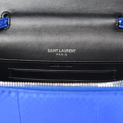Saint Laurent Metallic Ayers Monogram Toy Kate Strap Wallet Blue Black 6 of 13