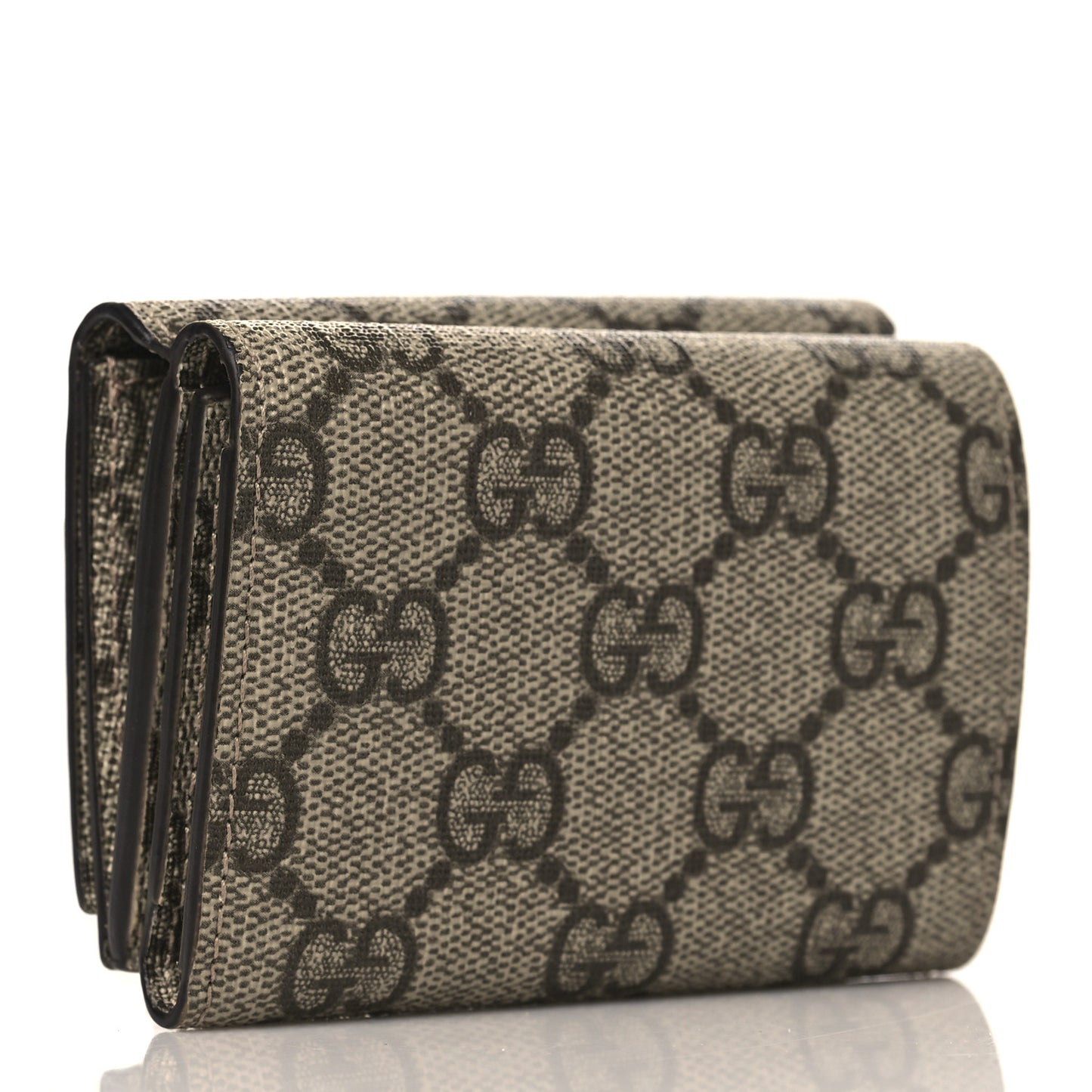 X BALENCIAGA GG Supreme Monogram Card Case Wallet Beige Ebony