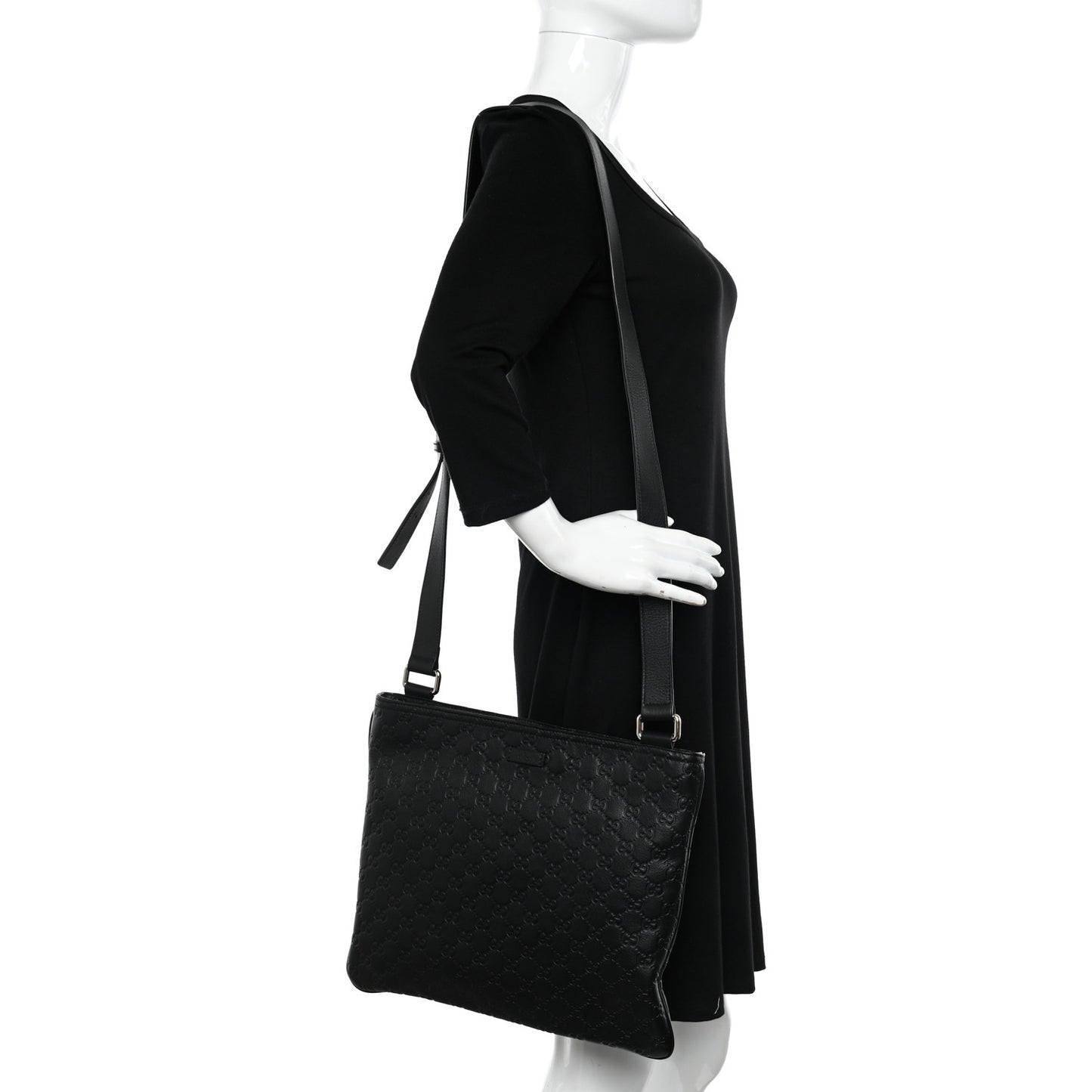 Guccissima Medium Flat Messenger Bag Black