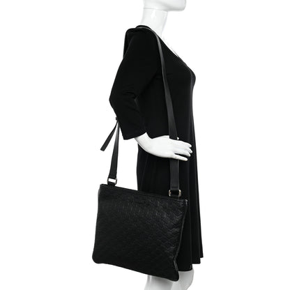 Gucci Guccissima Medium Flat Messenger Bag Black 2 of 11