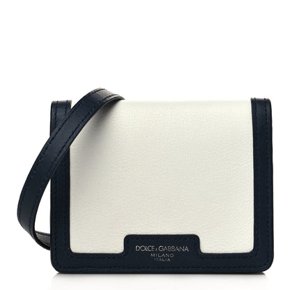 Dolce & Gabbana Logo Bi-Fold Shoulder Wallet Navy White 1 of 5