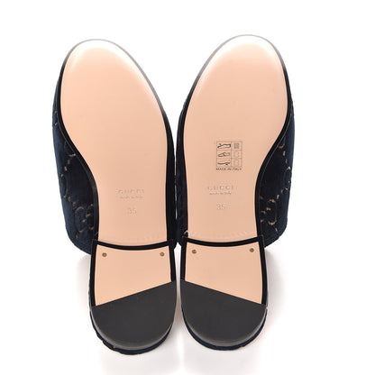 Gucci Velvet GG Monogram Womens Princetown Slippers 35 Blue Beige 5 of 9