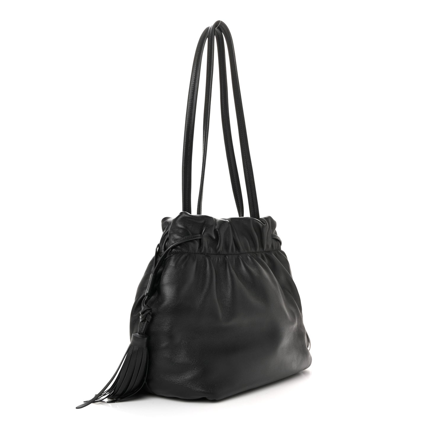 Nappa Drawstring Tote Black