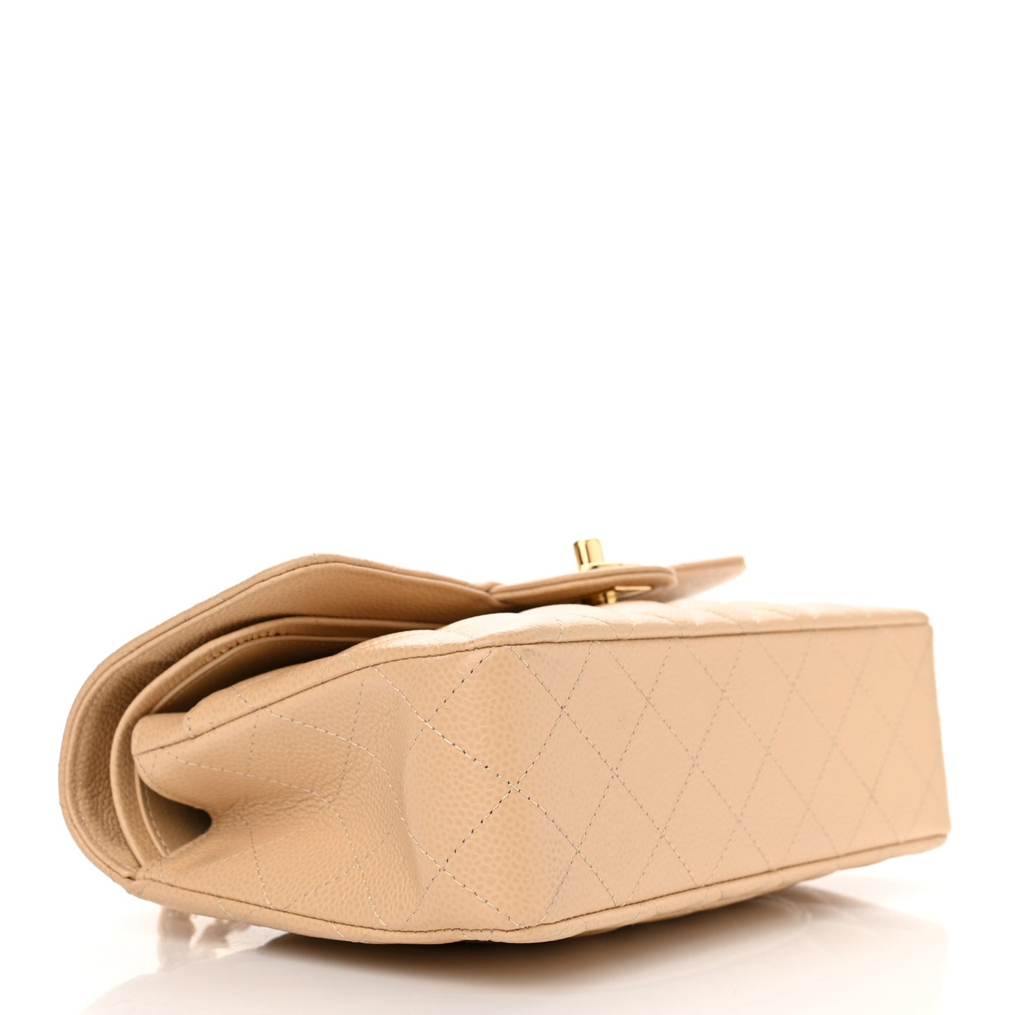 Caviar Quilted Small Double Flap Beige