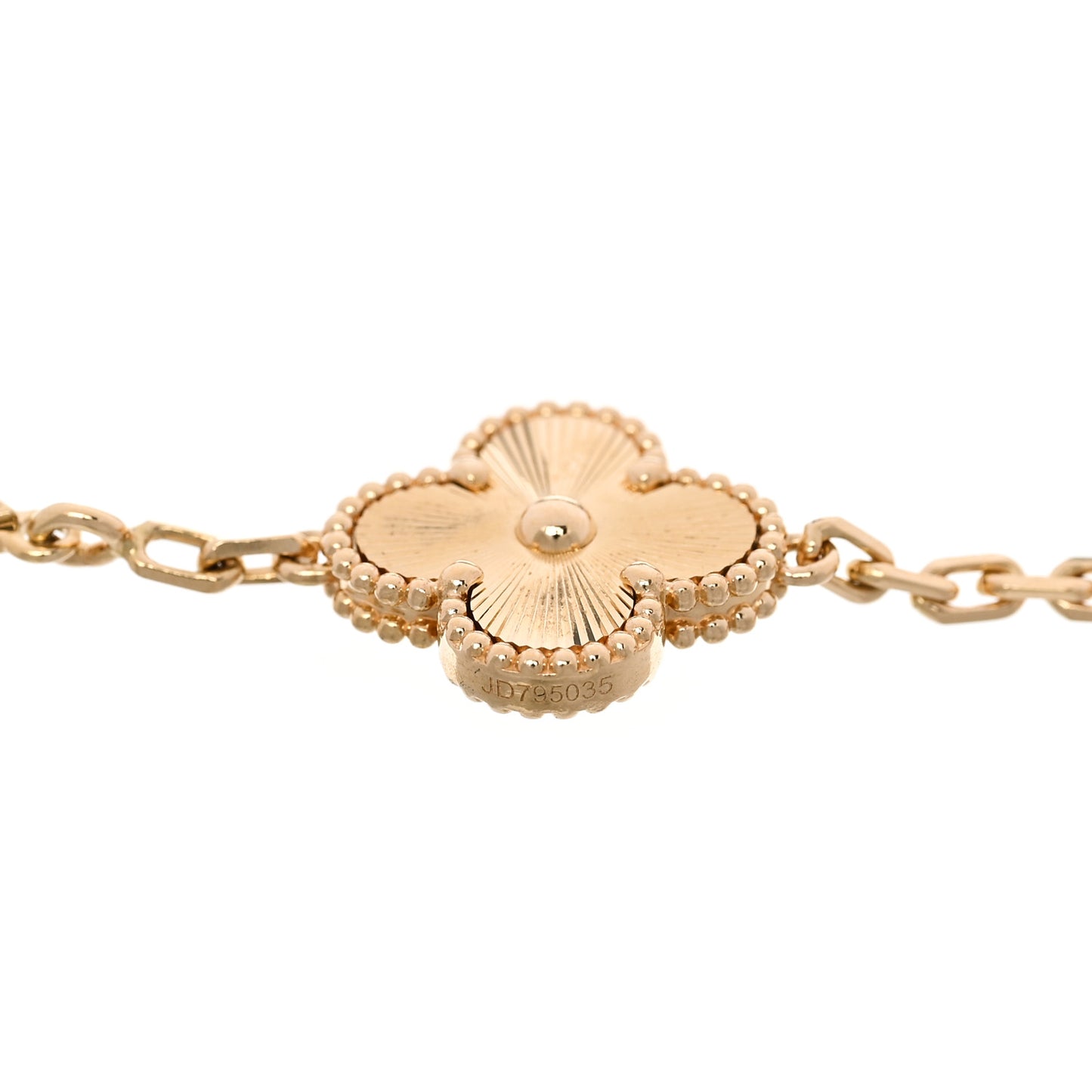 18K Yellow Gold 5 Motifs Guilloche Vintage Alhambra Bracelet