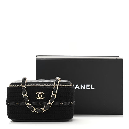 Chanel Lambskin Crochet Quilted Small Vanity Case With Chain Black 11 of 11