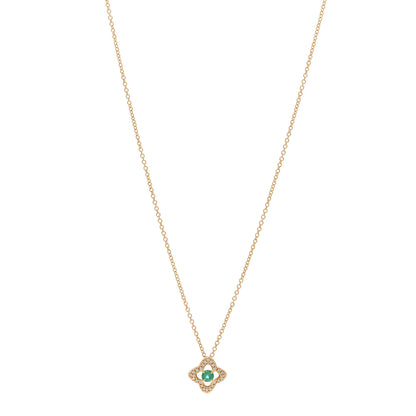 David Yurman 18K Yellow Gold Diamond Emerald Venetian Quatrefoil Pendant Necklace 1 of 5