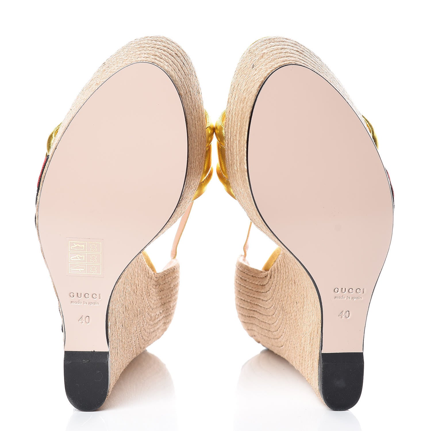 Gucci Metallic Nappa Ophelia Espadrille Platform Wedge Sandals 40 Oro Vecchio 5 of 8