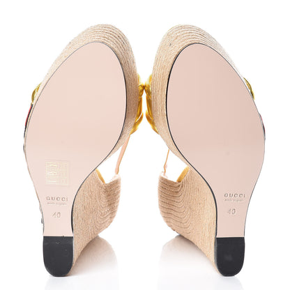 Gucci Metallic Nappa Ophelia Espadrille Platform Wedge Sandals 40 Oro Vecchio 5 of 8