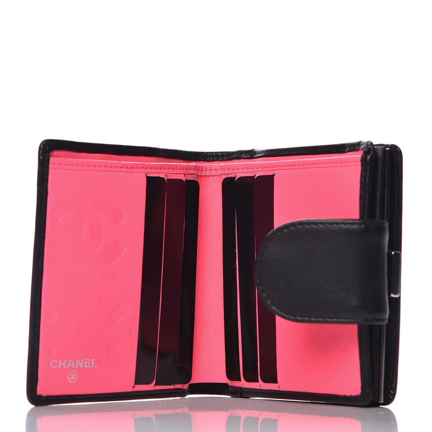 Calfskin Quilted Cambon Bi-Fold Wallet Black