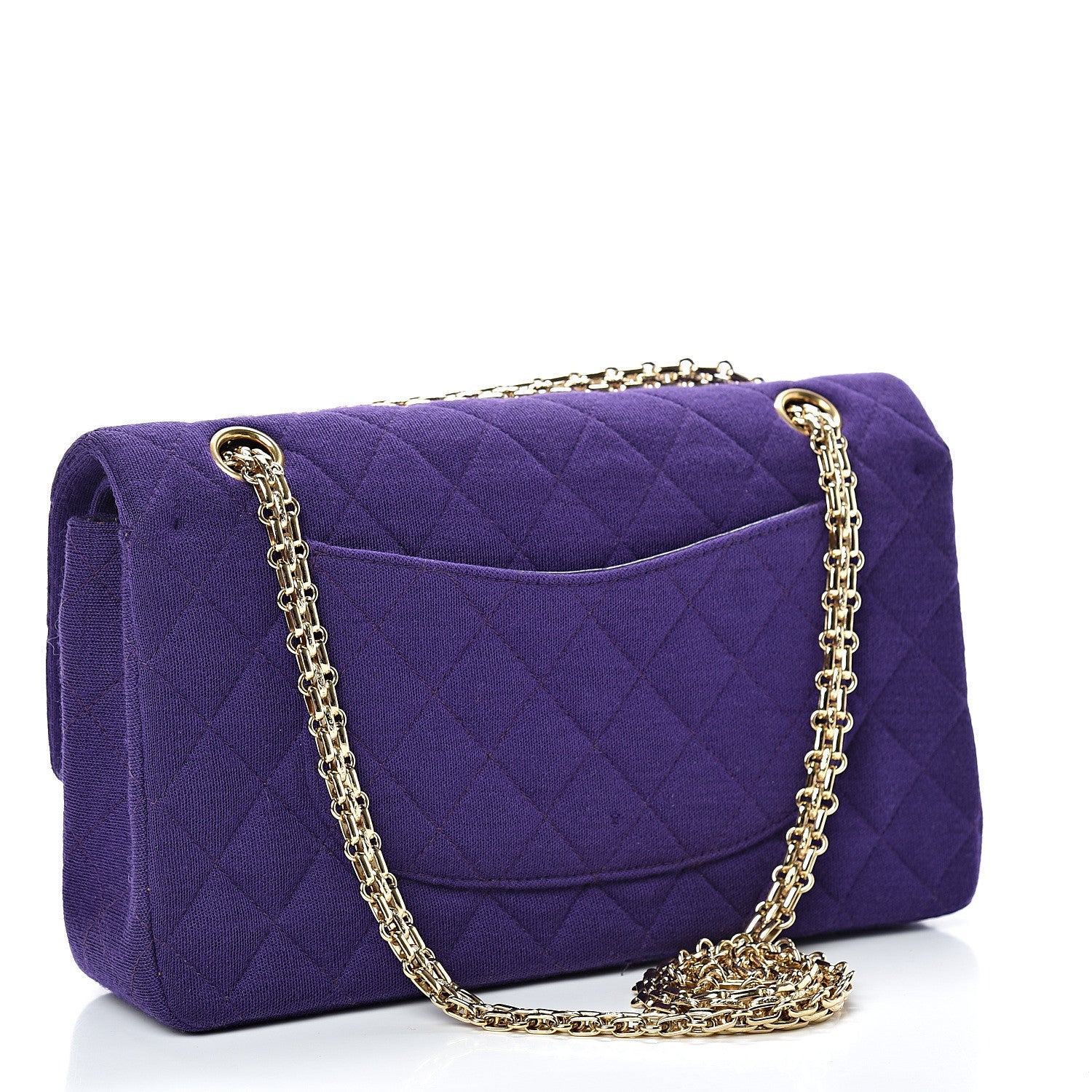 Chanel Jersey Quilted Medium Double Flap Bijoux Chain Purple 2 of 12