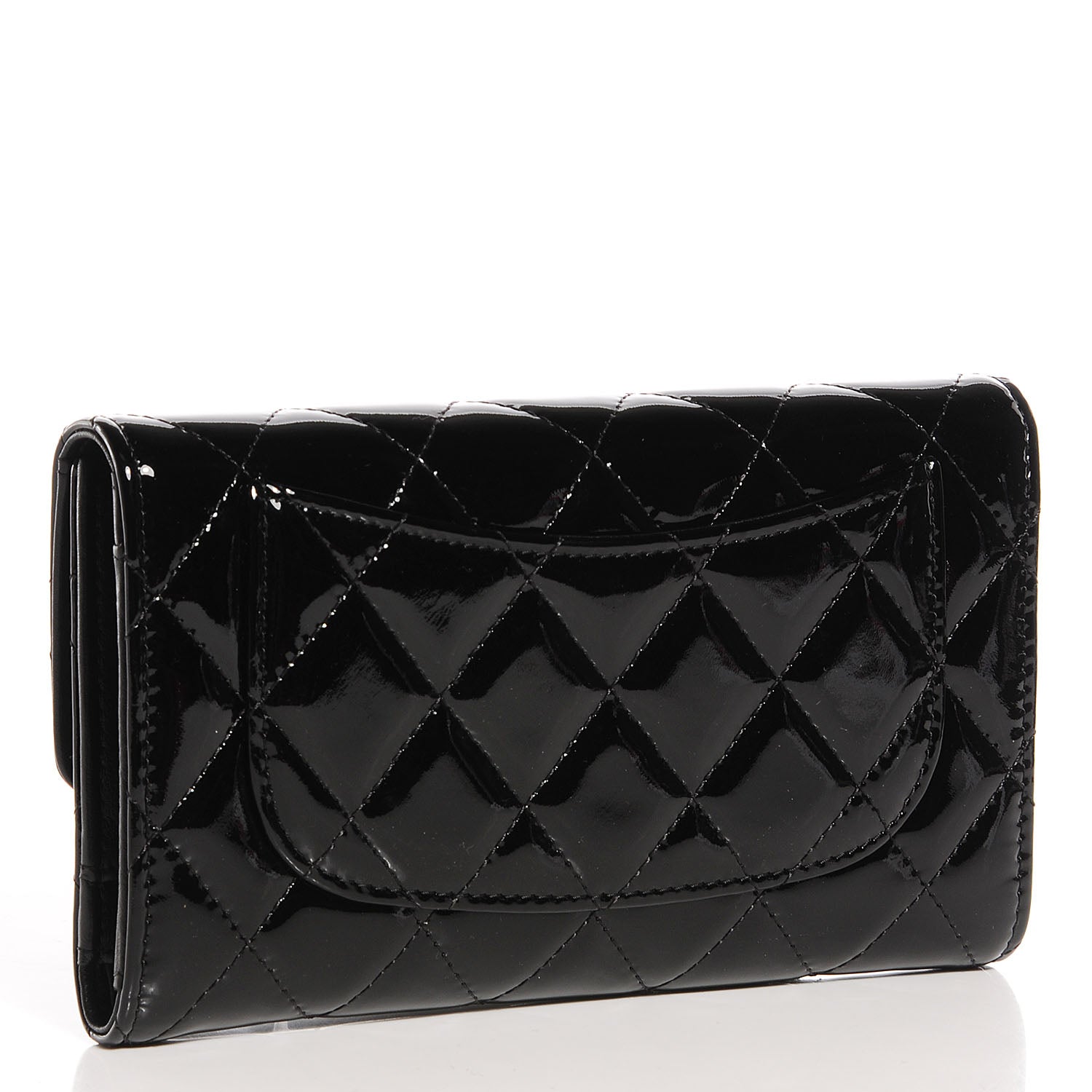 Chanel Patent Quilted Large Flap Wallet Black 3 of 8