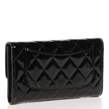 Chanel Patent Quilted Large Flap Wallet Black 3 of 8