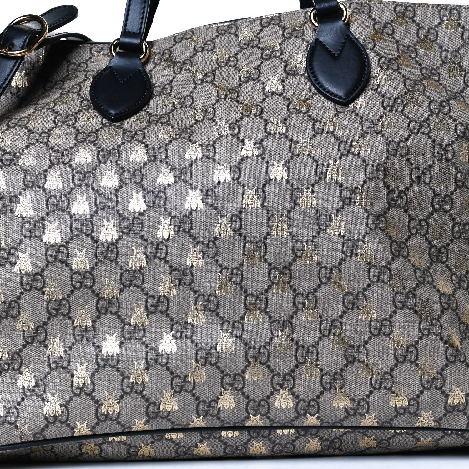 Gucci Soft GG Supreme Monogram Bees Medium Crossbody Tote Beige Oro Black 8 of 13