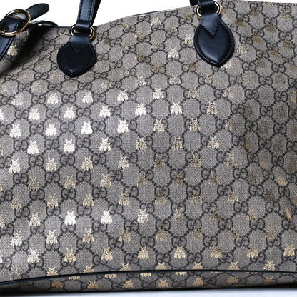 Gucci Soft GG Supreme Monogram Bees Medium Crossbody Tote Beige Oro Black 8 of 13