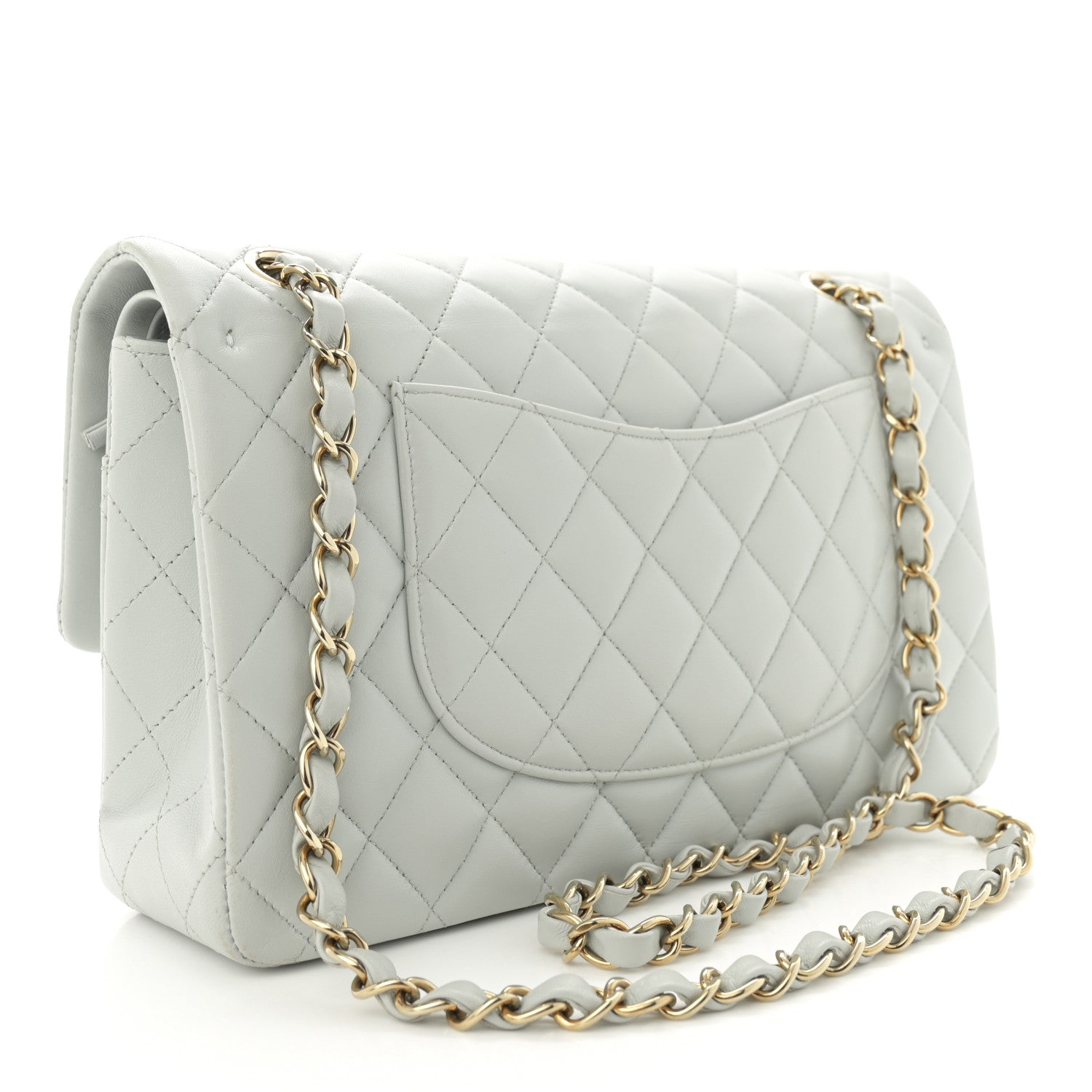 Chanel Lambskin Quilted Medium Double Flap Light Blue 3 of 14