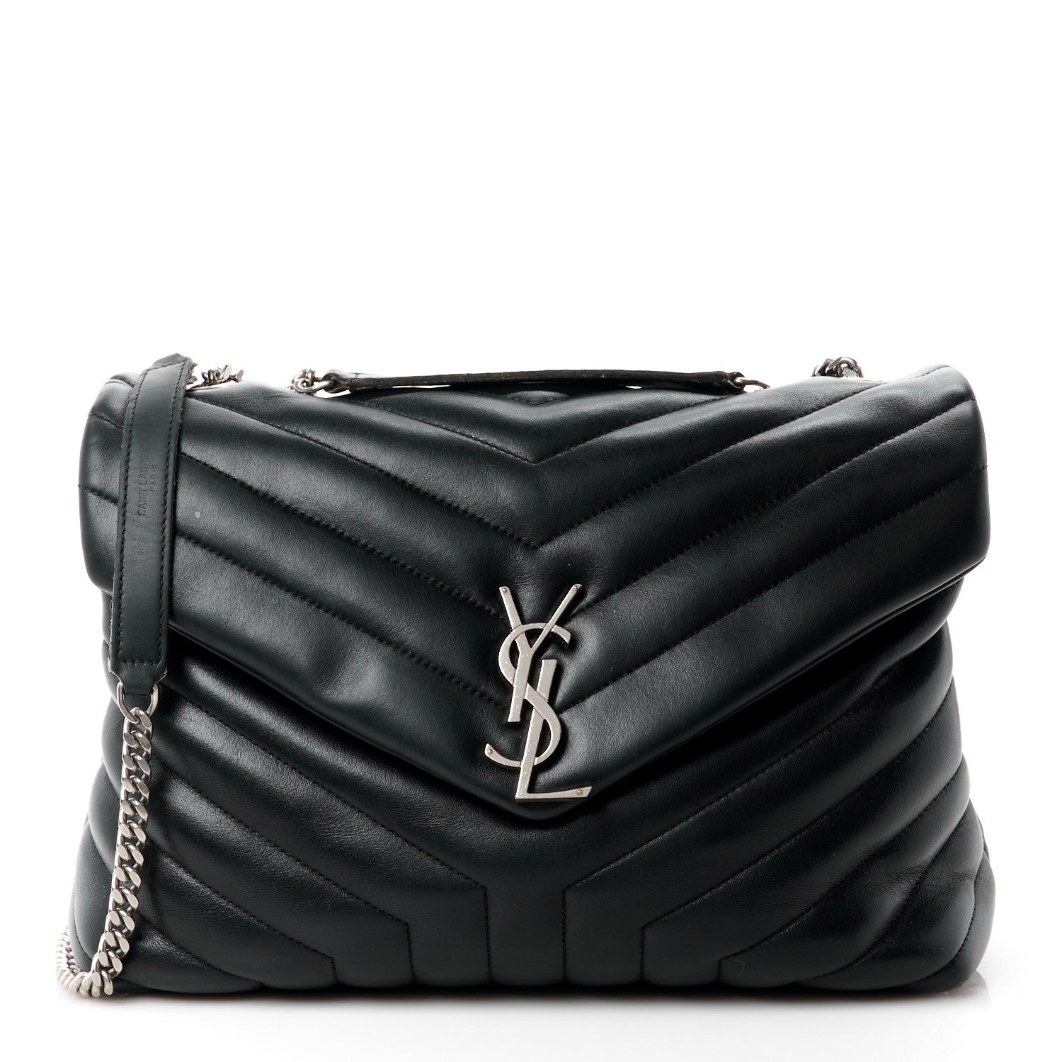 Saint Laurent Calfskin Y Quilted Monogram Medium Loulou Chain Satchel Black 1 of 15