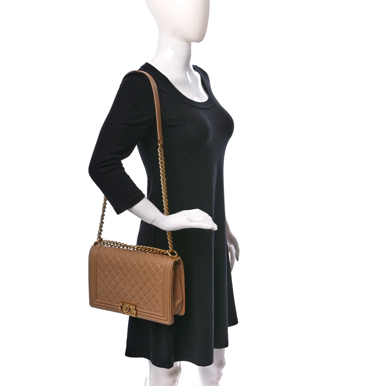 Chanel Caviar Quilted New Medium Boy Flap Camel 2 of 8