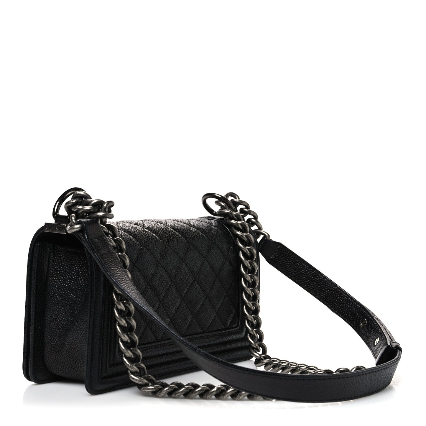 Caviar Quilted Small Boy Flap Black