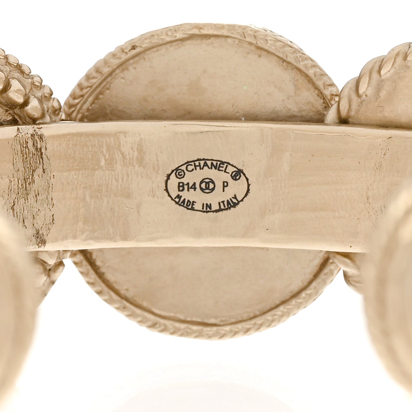 Metal Mademoiselle Coin Cuff Bracelet Gold