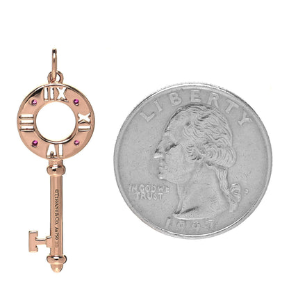 Tiffany 18K Rose Gold Ruby Atlas Pierced Key Pendant 2 of 2